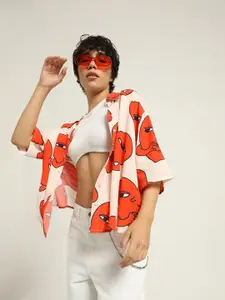 ONLY Women Spread Collar Graphic Printed Casual Shirt