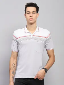 Monte Carlo Men Striped Polo Collar Cotton T-shirt