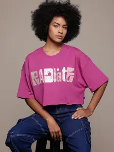 The Roadster Lifestyle Co. Printed Drop-Shoulder Sleeves Boxy T-shirt