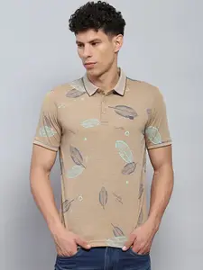 Monte Carlo Men Floral Printed Polo Collar Cotton T-shirt