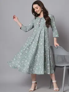 Anouk Floral Printed Pure Cotton A-Line Kurta