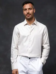 RARE RABBIT Men Comfort Spread Collar Solid Cotton Formal Shirt