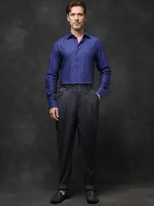 RARE RABBIT Men Comfort Spread Collar Solid Cotton Formal Shirt