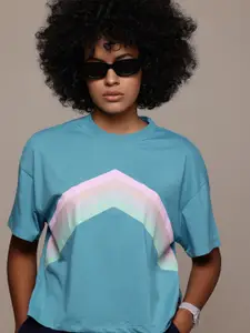 The Roadster Lifestyle Co. Printed Drop-Shoulder Sleeves Oversized T-shirt