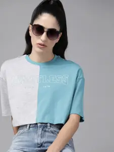 The Roadster Lifestyle Co. Colourblocked Pure Cotton Boxy T-shirt