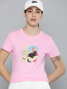 Puma Women GRAPHICS POSITIVE VIBE Printed Pure Cotton T-shirt
