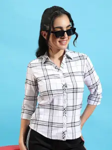 PINACOLADA Women Comfort Spread Collar Solid Cotton Relaxed Fit Casual Shirt