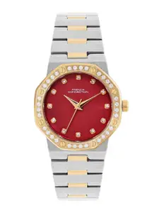French Connection Women Embellished Dial & Stainless Steel Bracelet Style Straps Analogue Watch FCH13TM