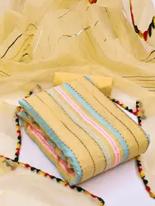 Maroosh Striped Embroidered Sequinned Unstitched Dress Material