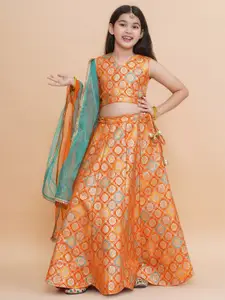 PICCOLO Girls Ready to Wear Zari Silk Lehenga & Blouse With Dupatta