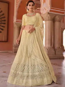 ODETTE Embroidered Sequinned Georgette Semi-Stitched Lehenga & Blouse With Dupatta