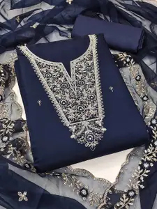 Peachmode Floral Sequinned Embroidered Unstitched Dress Material