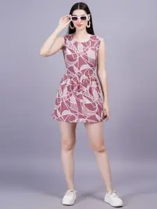 BAESD  Women Abstract Printed Fit & Flare Mini Dress