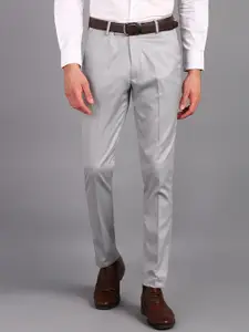 VEI SASTRE Men Plus Size Light Grey Stretchable Formal Trouser