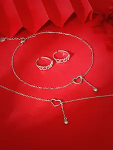 GIVA 925 Sterling Silver Oxidised Anklets With Toe Rings