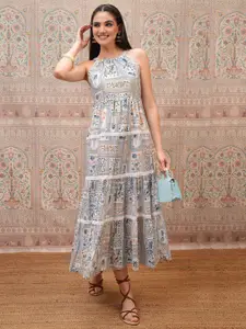 Vishudh Women Halter Neck Midi Dress