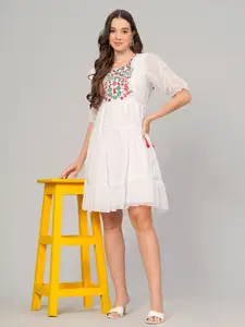 BAESD Women Floral Embroidered Fit & Flare Dress