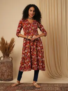 Globus Paisley Printed V Neck Cotton A Line Kurta