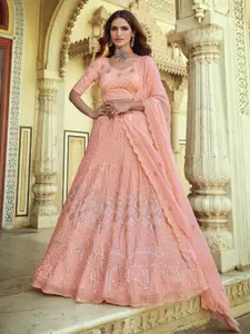 ODETTE Embellished Semi-Stitched Lehenga & Blouse With Dupatta