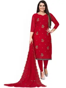 Maroosh Floral Embellished Zari Georgette Unstitched Dress Material