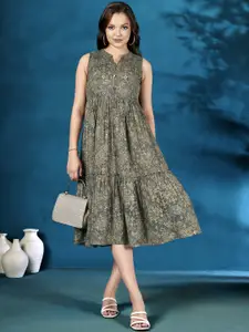 Anouk Women Printed Fit & Flared Midi Ethnic Dresses