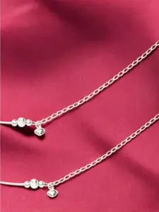Taraash Set Of 2 925 Sterling Silver Beaded Anklet
