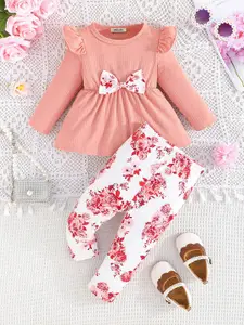 INCLUD Girls Floral Printed Top With Trousers