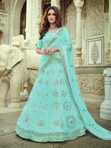 ODETTE Embellished Semi-Stitched Lehenga & Blouse With Dupatta