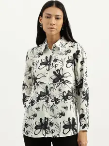 United Colors of Benetton Women Spread Collar Floral Printed Relaxed Fit Casual Shirt