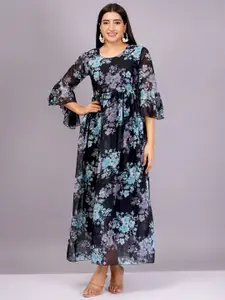 BAESD Women Bell Sleeve Fit & Flare Maxi Dress