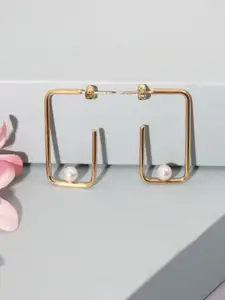 Niscka Gold-Plated Contemporary Hoop Earrings