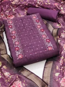 Peachmode Floral Embroidered Sequinned Unstitched Dress Material