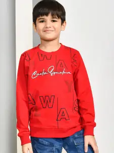 YOUMAA Boys Typography Printed Sweatshirt