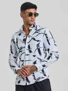 Snitch Men Smart Spread Collar Abstract Printed Slim Fit Casual Shirt