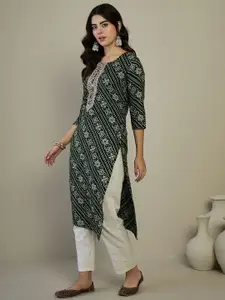 Anouk Geometric Yoke Design Thread Work Regular Straight Kurta
