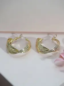 Niscka Gold-Plated Contemporary Hoop Earrings