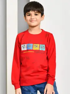 YOUMAA Boys Cotton Typography Printed Pullover Sweatshirt