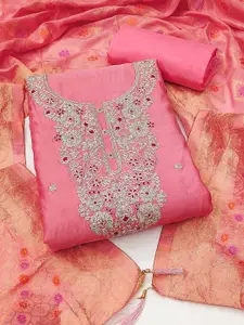 Peachmode Floral Embroidered Sequinned Unstitched Dress Material