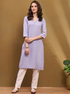 Biba V-Neck Regular Straight Kurta