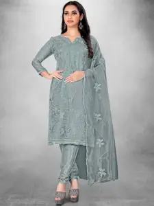 Maroosh Floral Embroidered Organza Unstitched Dress Material