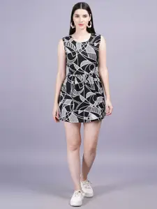 BAESD Women Abstract Printed Fit & Flare Mini Dress