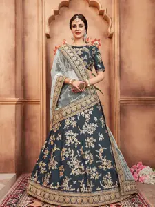 ODETTE Embroidered Semi-Stitched Lehenga & Blouse With Dupatta