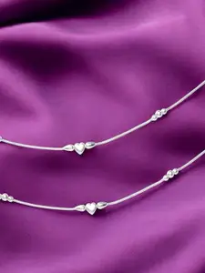 Taraash Set of 2 925 Sterling Silver Beaded Anklet