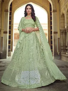 ODETTE Embellished Semi-Stitched Lehenga & Blouse With Dupatta