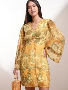 Vishudh Women Ethnic Motifs Print Flared Sleeve A-Line Dress
