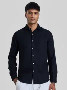 Snitch Men Smart Spread Collar Self Design Slim Fit Casual Shirt