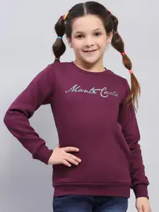 Monte Carlo Girls Typography Printed  Round Neck Full Sleeve Sweatshirt