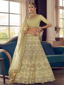 ODETTE Embroidered Semi-Stitched Lehenga & Blouse With Dupatta