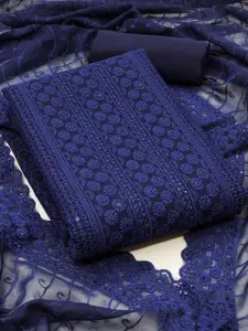 Peachmode Floral Embroidered Sequinned Silk Georgette Unstitched Dress Material