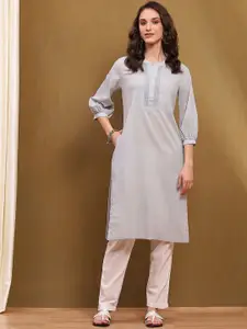 Biba Mandarin Collar Cotton Straight Kurta